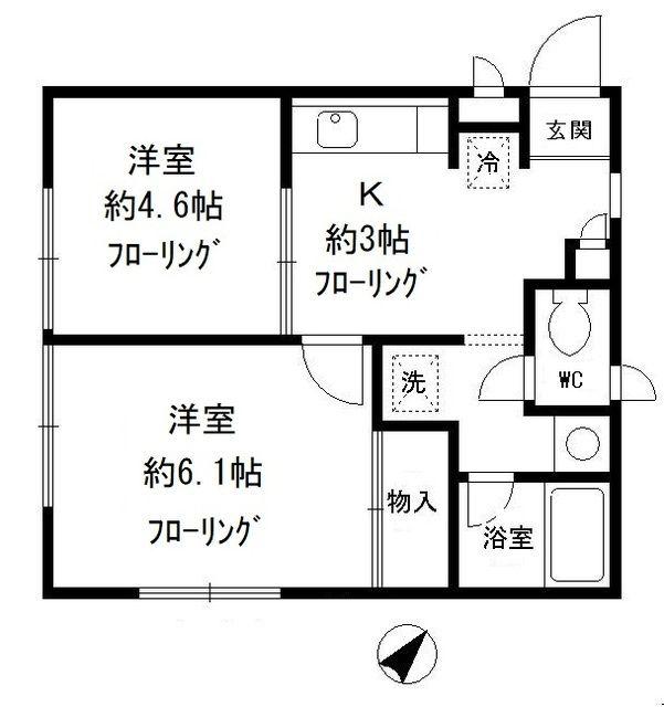 サニーコート桧木G(2K/1階)の間取り写真