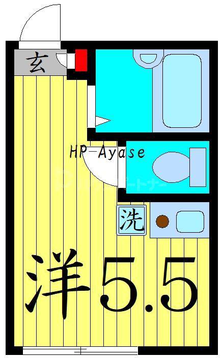マーレ綾瀬II(ワンルーム/2階)の間取り写真