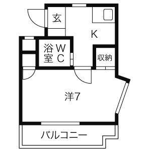 山富第3マンション(1K/3階)の間取り写真