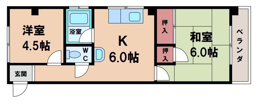 第一大朋マンション(2DK/3階)の間取り写真