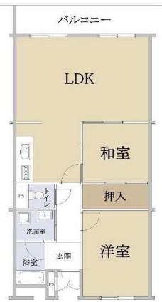ハイツ東朝霧 1号館(2LDK/1階)の間取り写真