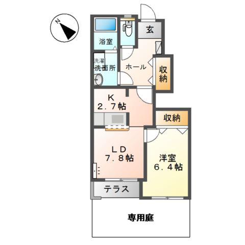 ネオ・ブローテD(1LDK/1階)の間取り写真