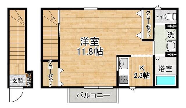RAINBOW KAMIYOKOBA A(1K/2階)の間取り写真