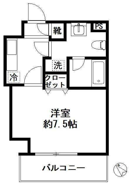 サンフル西新宿(1K/8階)の間取り写真