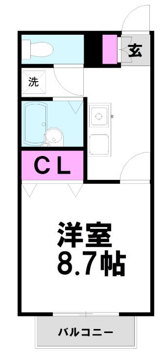 ラ・メゾン原町(1K/2階)の間取り写真
