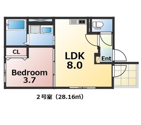 PROST(1LDK/2階)の間取り写真