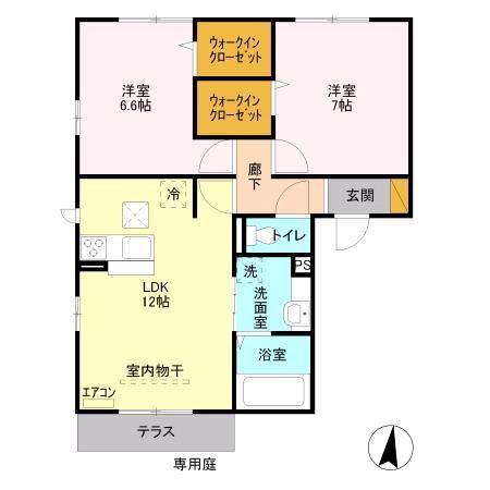 サンク セゾンA(2LDK/1階)の間取り写真