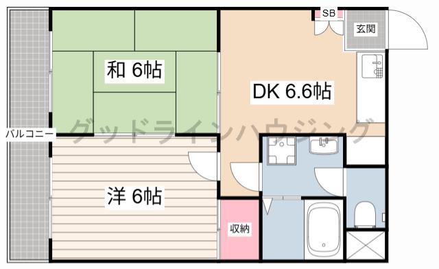 コートグレース2番館(2DK/3階)の間取り写真