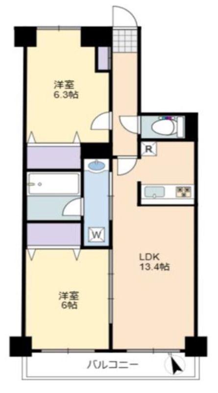 ライオンズマンション曽我・青葉の森公園五番館(2LDK/6階)の間取り写真