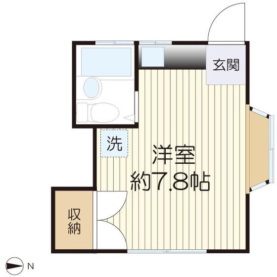 グリーンヒル栗谷(ワンルーム/2階)の間取り写真