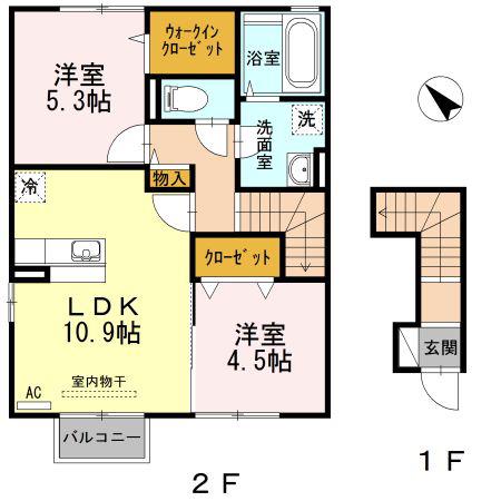 こもれび 参番館(2LDK/2階)の間取り写真
