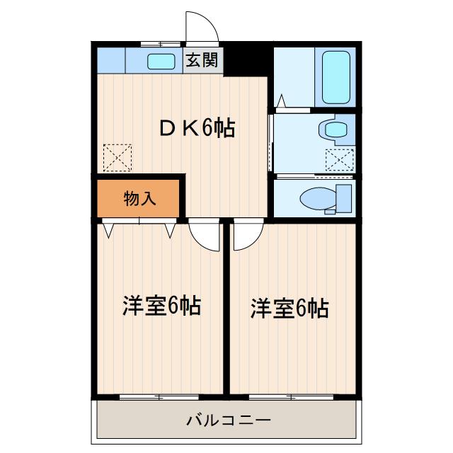 ルチェーレ愛野I(2DK/2階)の間取り写真
