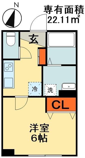 TAO椿森(1K/1階)の間取り写真