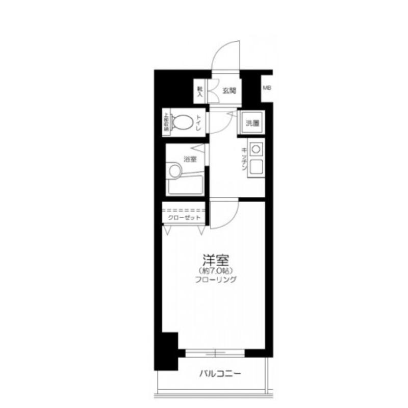 メインステージ茅場町(1K/9階)の間取り写真