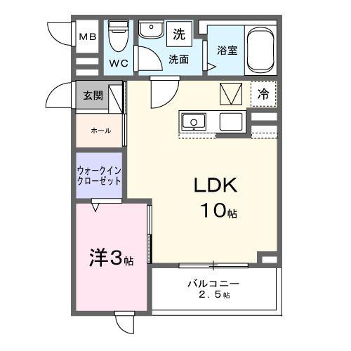 タイヨウ・レジデンス(1LDK/1階)の間取り写真