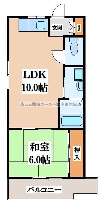 グレージュ立花(1LDK/2階)の間取り写真