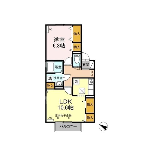 D-ROOM ボナール(1LDK/1階)の間取り写真