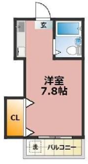山崎マンション(ワンルーム/2階)の間取り写真