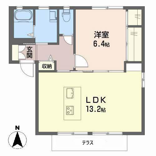 グランシードA棟(1LDK/1階)の間取り写真