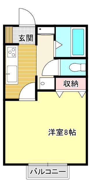 三楽徳多コーポ(ワンルーム/2階)の間取り写真