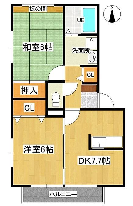 パセオホーム泉ヶ丘(2DK/2階)の間取り写真