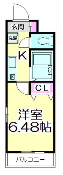 クレセーヌI(1K/2階)の間取り写真