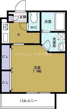 ブリリオ大阪BAY(1K/3階)の間取り写真