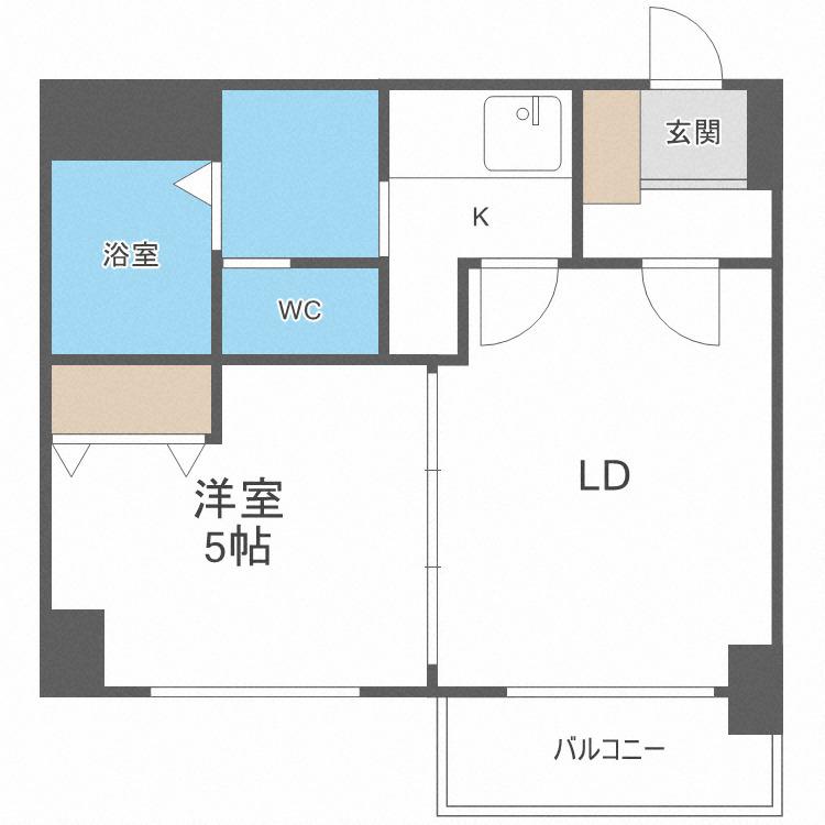 アストリア大通(1DK/6階)の間取り写真