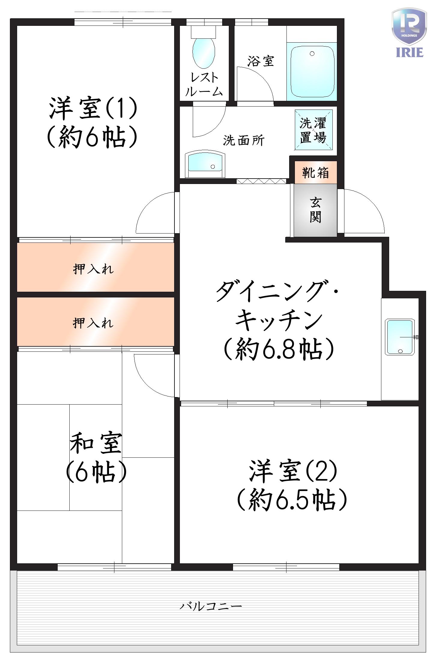 第一信英ビル(3DK/2階)の間取り写真