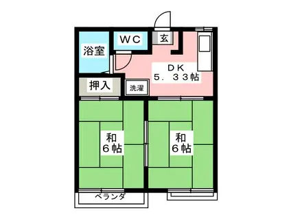 シルクハイツA(2DK/2階)の間取り写真