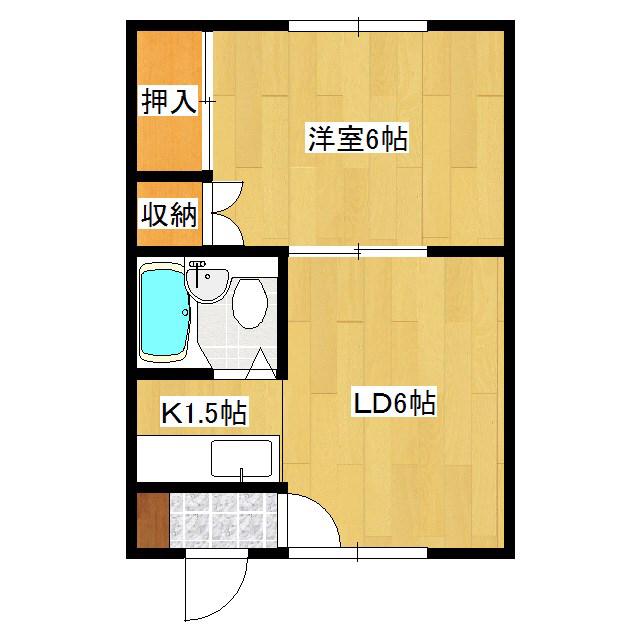 ダイヤモンドハイツ(1DK/2階)の間取り写真