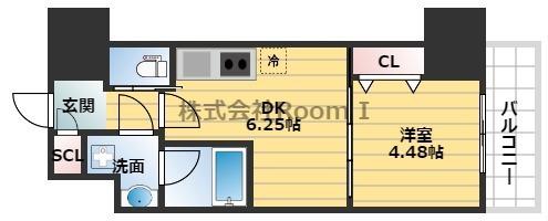 VINOプレジオ本町(1DK/10階)の間取り写真