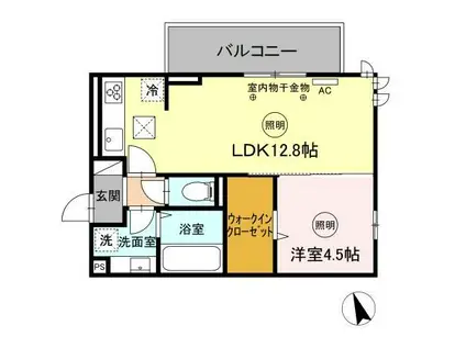 プラザ宮園(1LDK/1階)の間取り写真