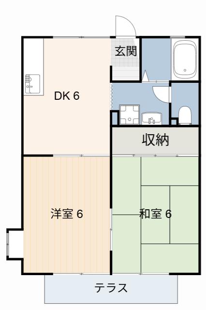 フェアリーハウス二本木(2DK/1階)の間取り写真