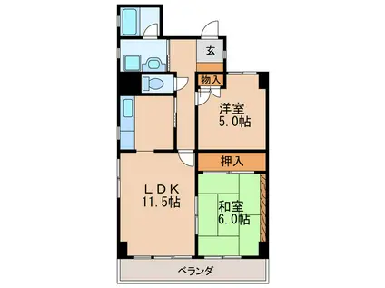 グランセーブル高岳(2LDK/4階)の間取り写真