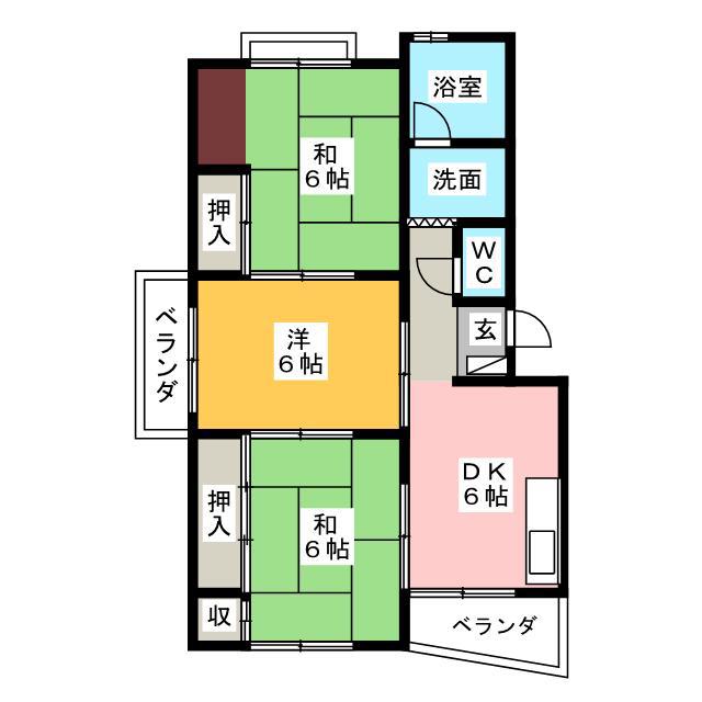 須賀第2ビル(3DK/4階)の間取り写真