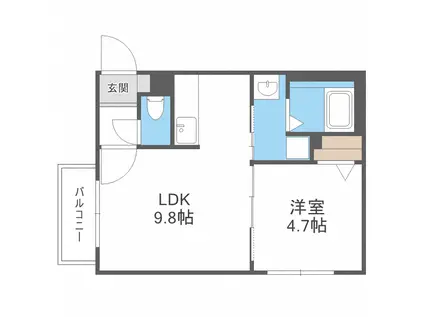 HTS東札幌(1LDK/4階)の間取り写真