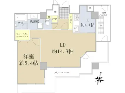 ツインタワー広瀬川・春圃(1LDK/10階)の間取り写真