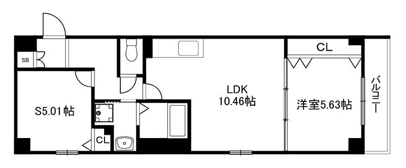 二条城東レジデンス(1SLDK/1階)の間取り写真