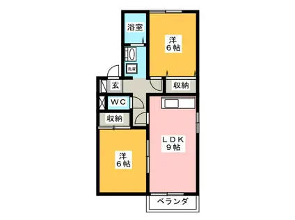 セジュール佐賀(2DK/1階)の間取り写真