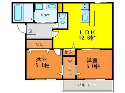 メゾン・ド・サカエIII(2LDK/3階)の間取り写真