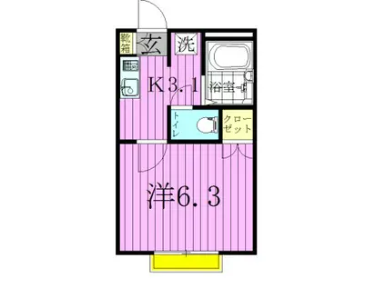 GARDEN AVENUE KITAーAYASE A(1K/1階)の間取り写真