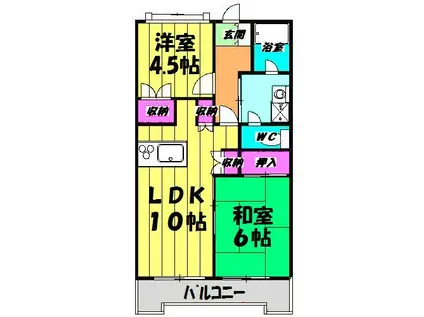 ヒルサイドコート松戸(2LDK/3階)の間取り写真