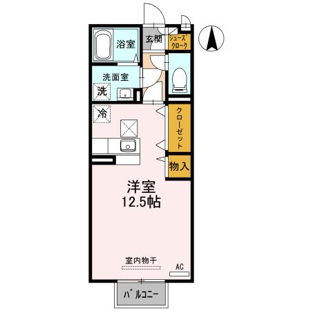 ＪＲ高崎線 深谷駅 徒歩6分 2階建 築18年(ワンルーム/1階)の間取り写真