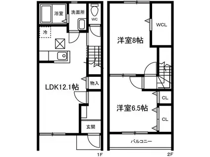 メゾネットLUCE(2LDK/1階)の間取り写真