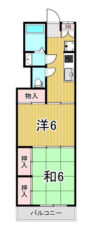 エルハイツ第4テラジマ(1LDK/2階)の間取り写真