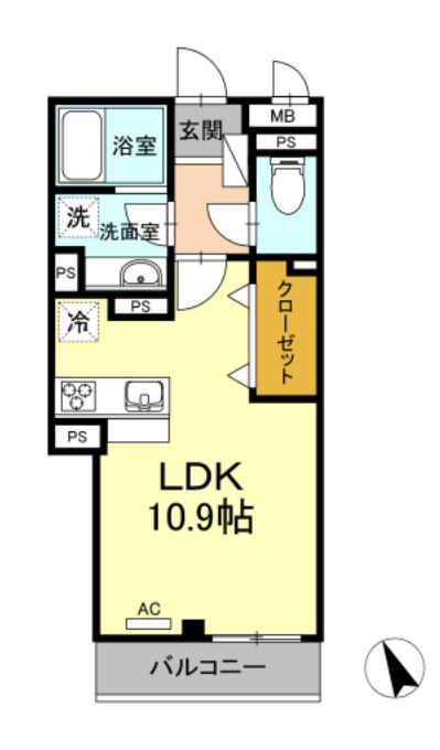 マモリエ(ワンルーム/3階)の間取り写真