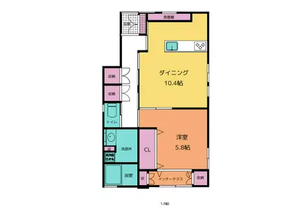 シャイン秦野(1LDK/1階)の間取り写真