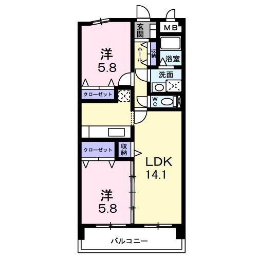 プラウ正木(2LDK/1階)の間取り写真