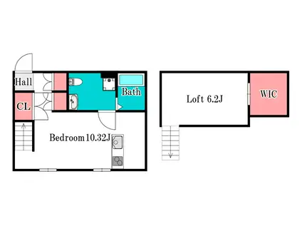 プリマガーデン岡山(ワンルーム/2階)の間取り写真